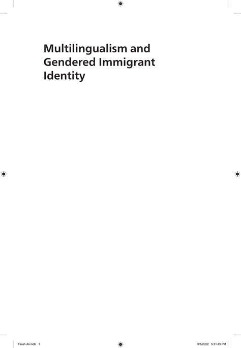 (PDF) Multilingualism and Gendered Immigrant Identity: Perspectives ...