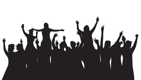 happy crowd people silhouette design illustration. crowd in concert ...