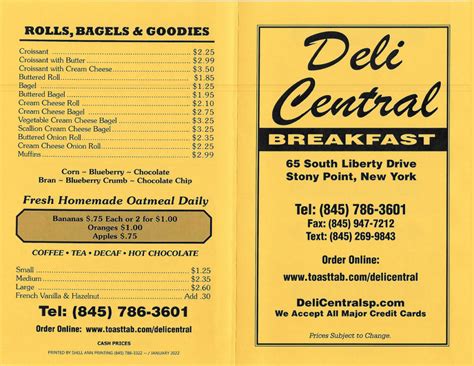 Breakfast Menu – Deli Central