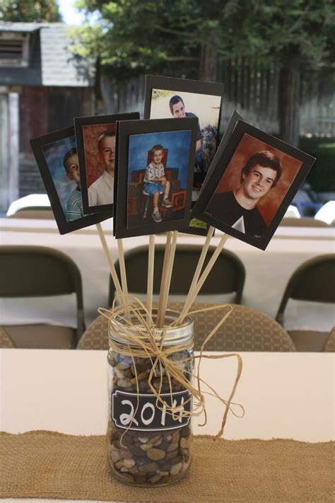 Centerpiece for tables at a graduation party. Good for guys…no flowers ...