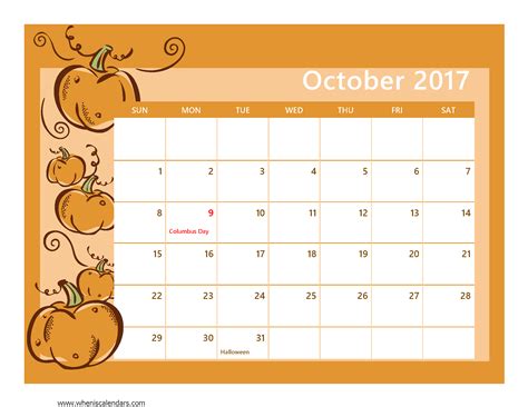 October 2017 Calendar with Holidays http://socialebuzz.com/october-2017 ...