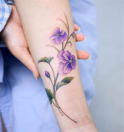 Violet Flower Tattoo Watercolor