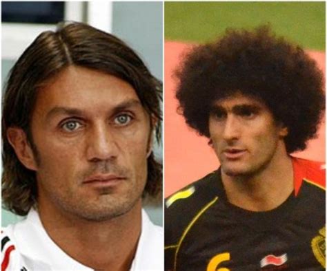 Soccer players Paolo Maldini, son Daniel and Marouane Fellaini test ...