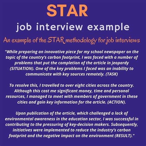 STAR Method Answer Example for Job Interviews | Job interview, Job ...