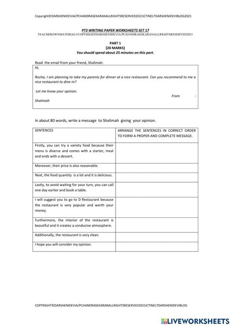 Pt3 part 1 short communicative message worksheet | Writing units, How ...