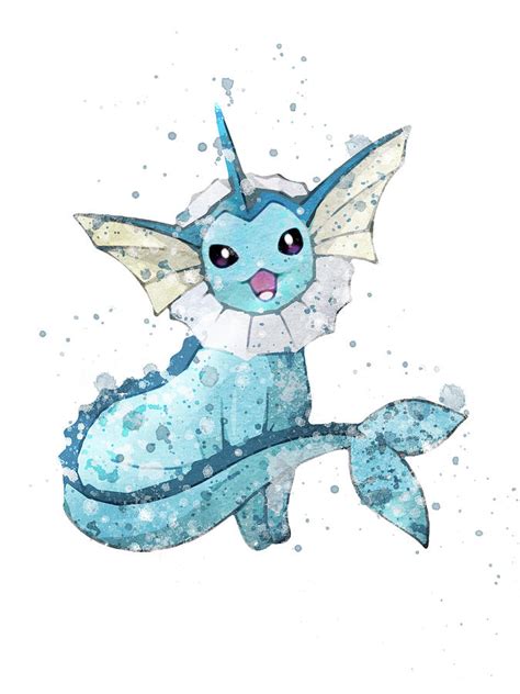 Pokemon Vaporeon watercolor Digital Art by Mihaela Pater | Pixels