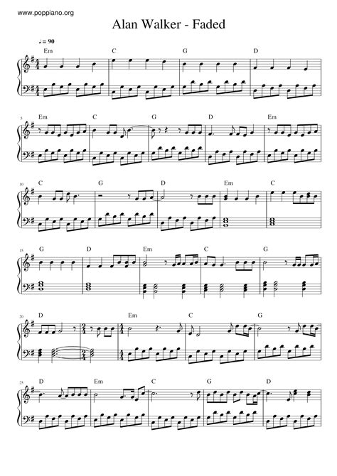 Alan Walker-Faded Sheet Music pdf, - Free Score Download ★