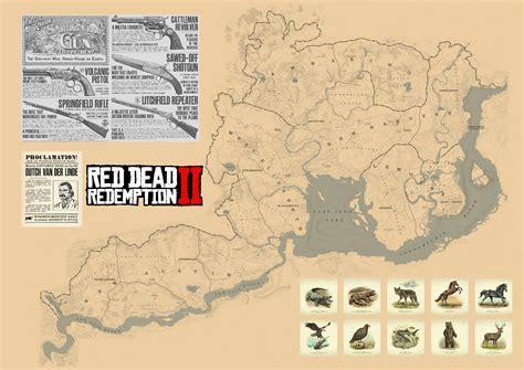 Red Dead Redemption 2, World/5 States Map, High Quality, A3/A2/A1 ...