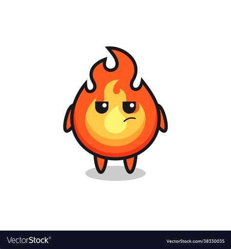 Cute fire character with suspicious expression Vector Image