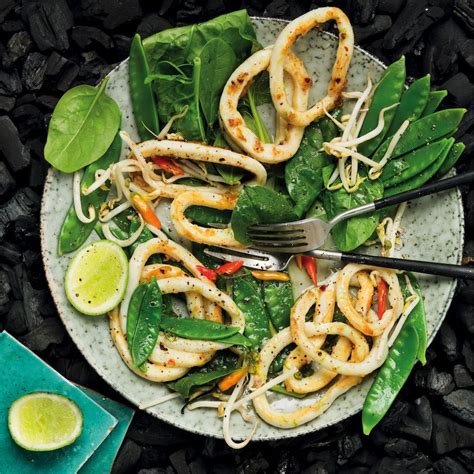 Calamari salad with lime and chilli dressing Spicy Lunch, Calamari ...