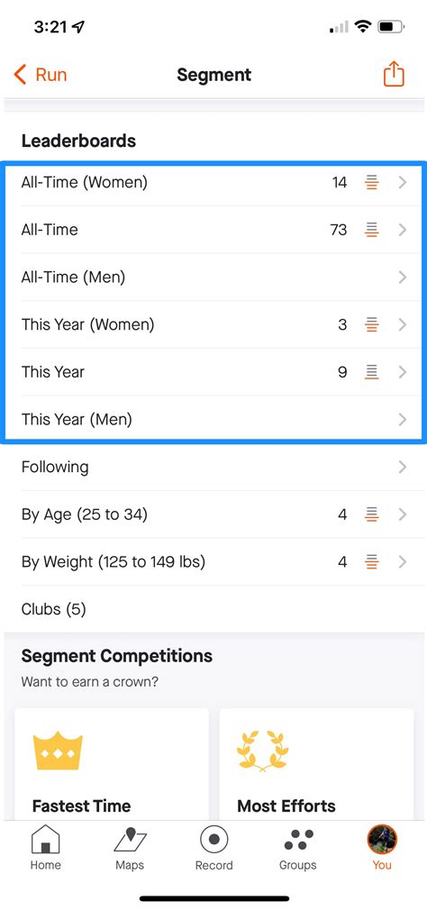 Segment Leaderboard Filters – Strava Support