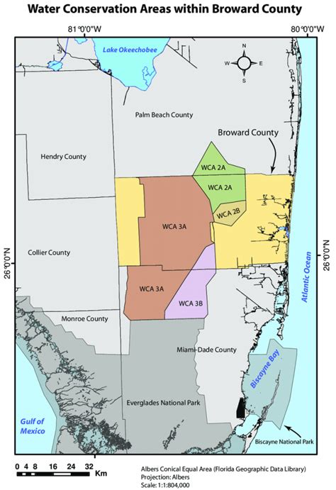 Hydrography Map Of Broward County And Surrounding Areas. Division Of ...