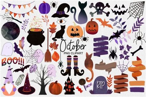 October Clipart | Halloween Clipart Graphic by illuztrate · Creative ...