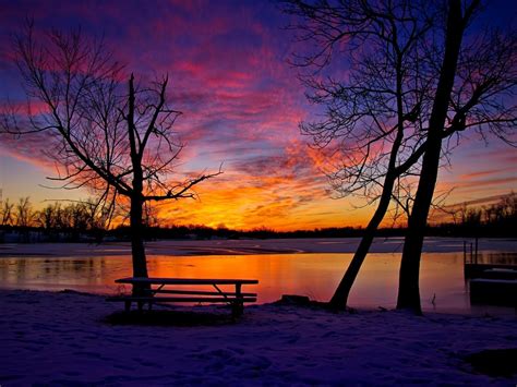 Sunset Winter Lake Wallpapers - Wallpaper Cave