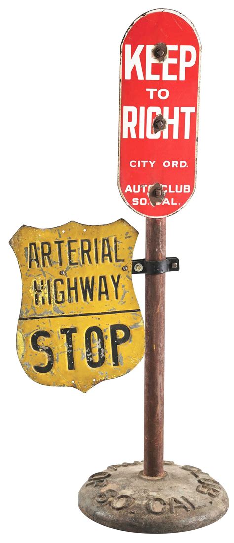 Keep To Right & Arterial Highway Road Signs W/ Auto Club Of Southern ...