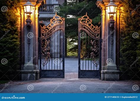 Mansion Open Gate Entrance Vacation Home Stock Illustration ...