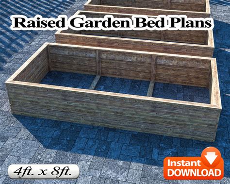 Raised Garden Bed Plans 4 Ft. X 8 Ft. PDF DIY | Etsy