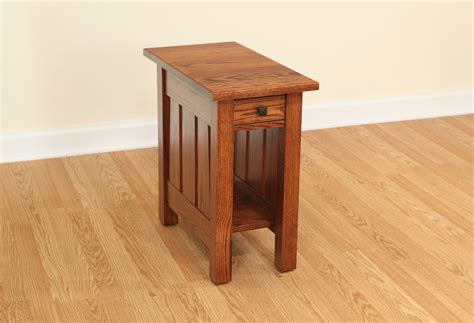 Canted Mission Solid Oak Amish Narrow End Table | Amish Furniture ...