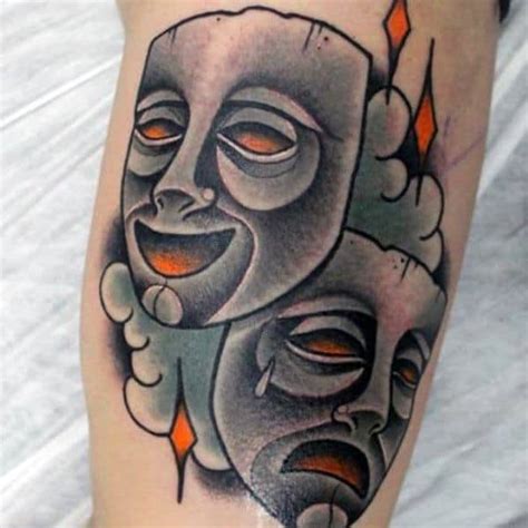 60 Drama Mask Tattoo Designs For Men - Theatre Ink Ideas