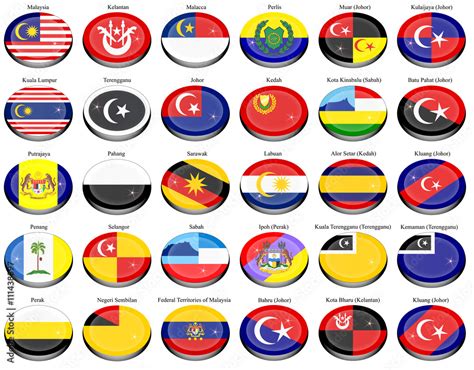 Set of icons. Flags of the Malaysian states and cities. Stock Vector ...