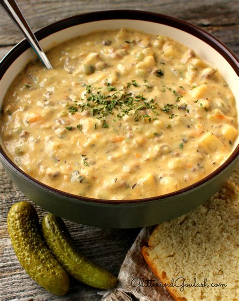 Creamy Cheeseburger Soup - Glitter and Goulash