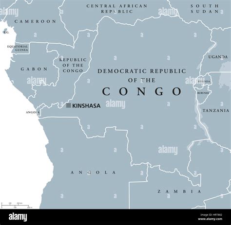 Democratic Republic of the Congo political map with capital Kinshasa ...