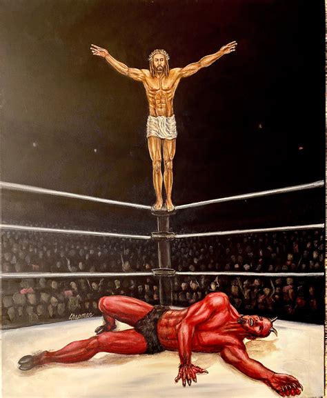 Jesus Beats the Devil in a Pro Wrestling Match Jesus on the - Etsy Canada