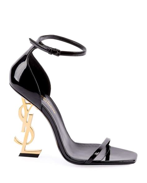 Saint Laurent Opyum YSL Logo-Heel Sandals with Golden Hardware ...