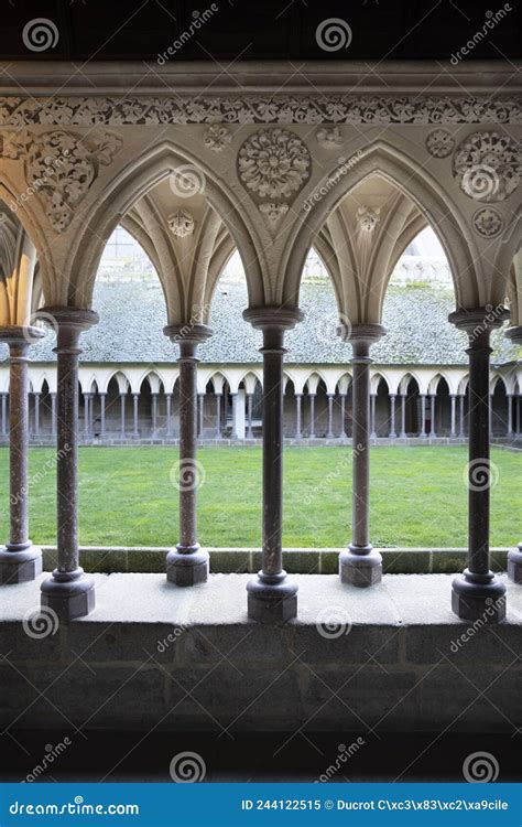 Cloister of Mont Saint Michel Stock Image - Image of historical ...