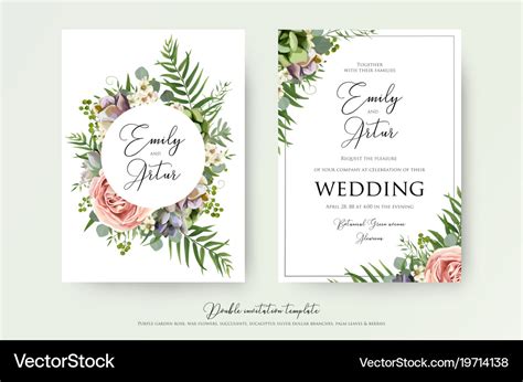 Elegant floral wedding invitation card design Vector Image