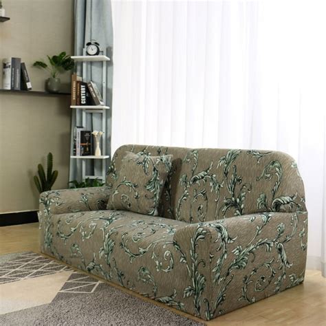 Floral Sofa Covers Stretch Thick 2 Seater Slipcover Couch Covers Khaki ...