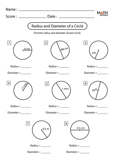 Circle Worksheets - Math Monks