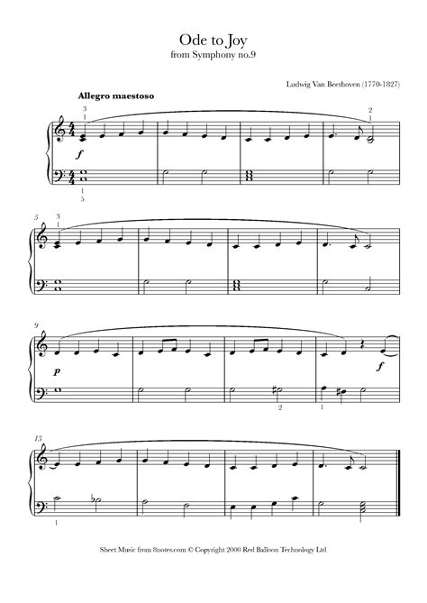 Beethoven - Ode to Joy (9th Symphony) Sheet music for Piano - 8notes.com