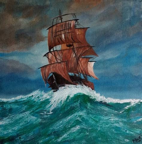 Pirate Ship Painting by Mahnoor Bukhari | Saatchi Art