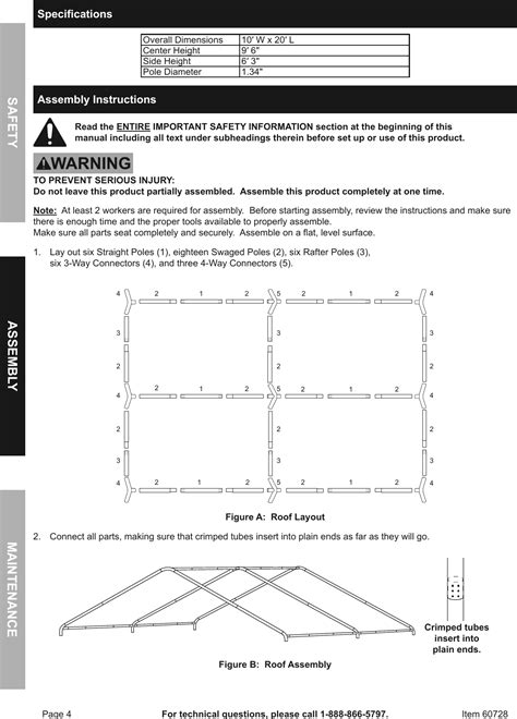 Harbor Freight 10 Ft X 20 Portable Car Canopy Product Manual