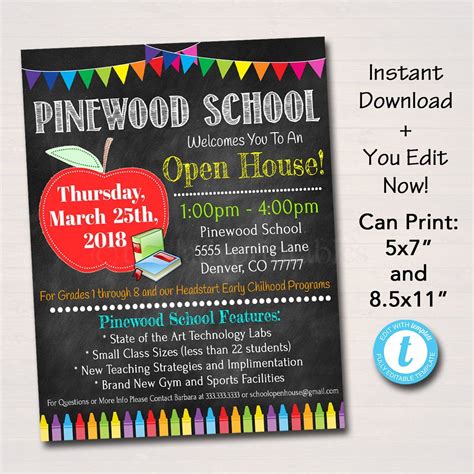 EDITABLE School Open House Flyer Printable PTA PTO Flyer - Etsy ...