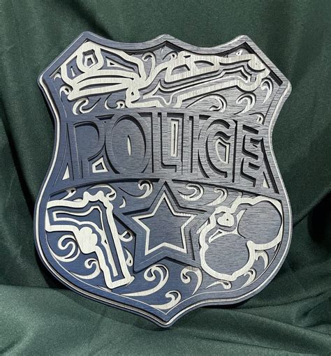 Police Badge Art Wood Multi-layered Design, 3D Layered Art, Wall and ...