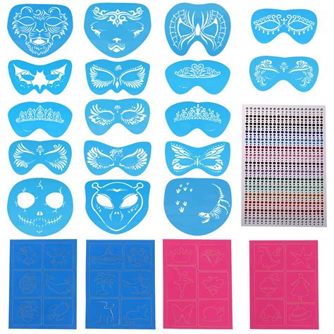 Buy LOCOLO 17 Sheets Face Paint Stencils Reusable Face Paint Stencil ...