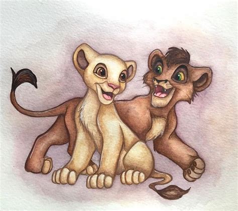 The Lion King 2 Kiara and Kovu Watercolor Painting Print - Etsy