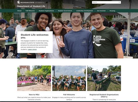 MSU Student Life website redesign - Fall 2019 on Behance