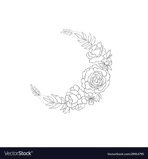 Decorative mystery floral design with moon tattoo Vector Image