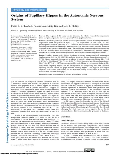 (PDF) Origins of Pupillary Hippus in the Autonomic Nervous System ...