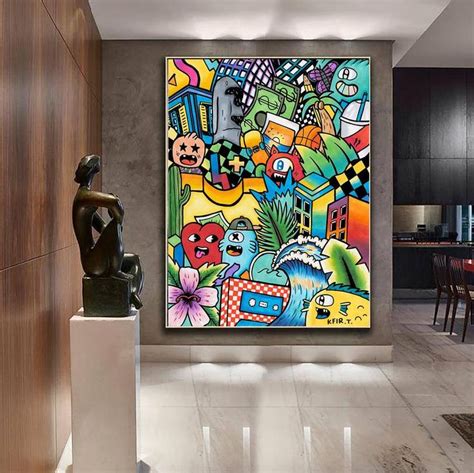 Vertical Colorful Street Art Painting Pop Art Canvas Art - Etsy | Pop ...