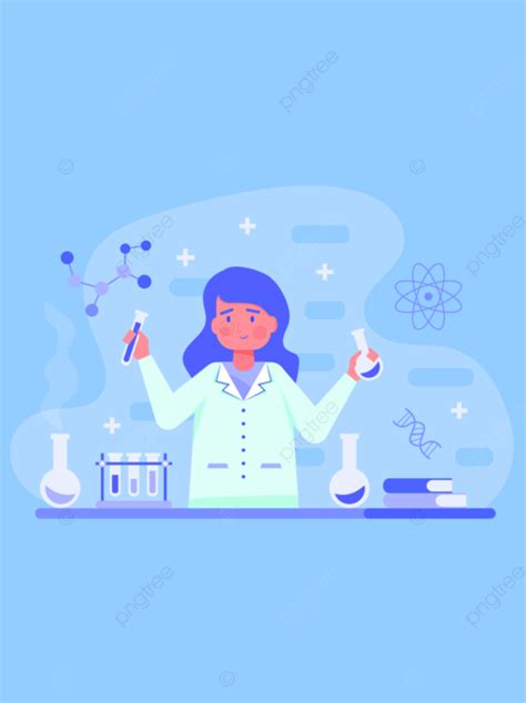 Cartoon Style Character Doing Experiment, Teaching, Cute, Purple PNG ...