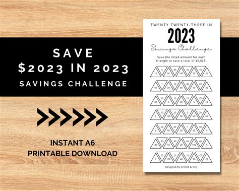 Save 2023 in 2023 Savings Challenge A6 Printable PDF - Etsy