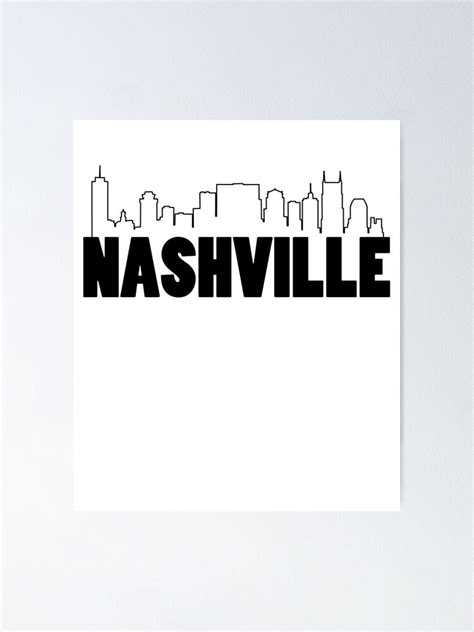 "Nashville Skyline Outline - Black" Poster for Sale by thatskinnytjkid ...