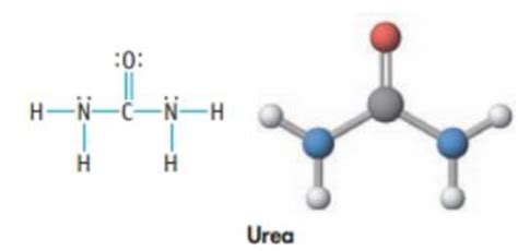 Urea, (NH 2 ) 2 CO, is used in plastics and fertilizers. It is also the ...