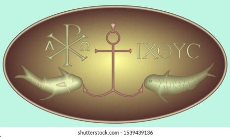 Ancient Christian Symbolsfish Anchor Christogram Xp : image vectorielle ...