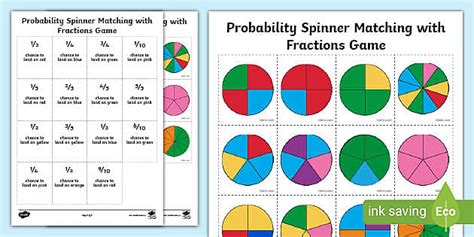 Probability Spinner Matching with Fractions Game - Twinkl