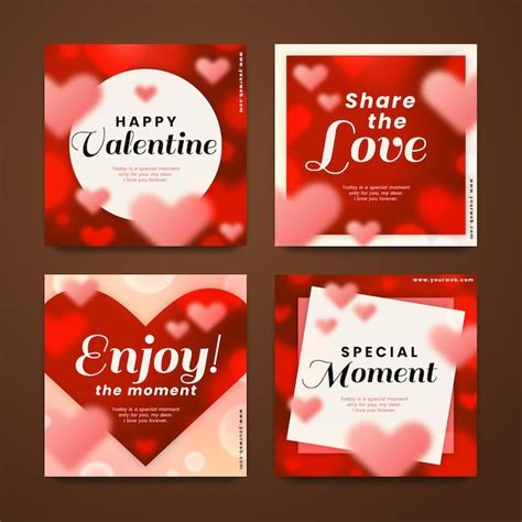 Premium Vector | Collection of modern valentine's day posts